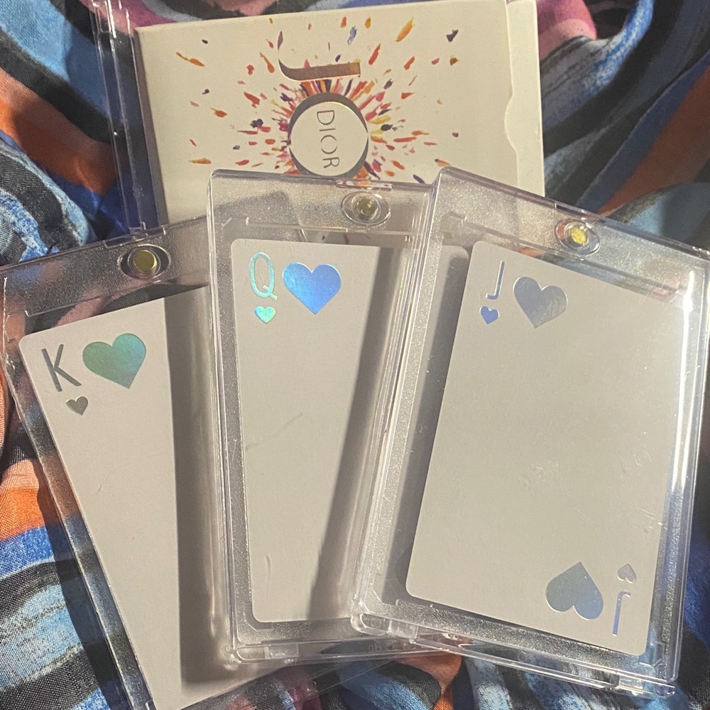 Dior Cards King Queen and Jack of Hearts with hologram.